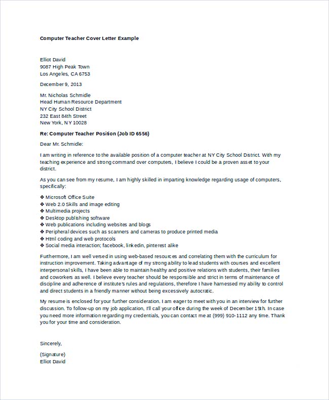 Cover Letter Example For Teachers from templatedocs.net