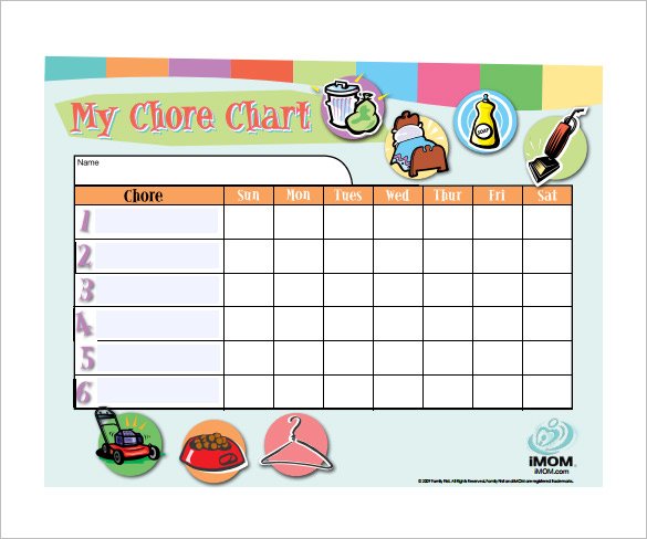 Customizable Weekly Chore Chart Free Downlaod