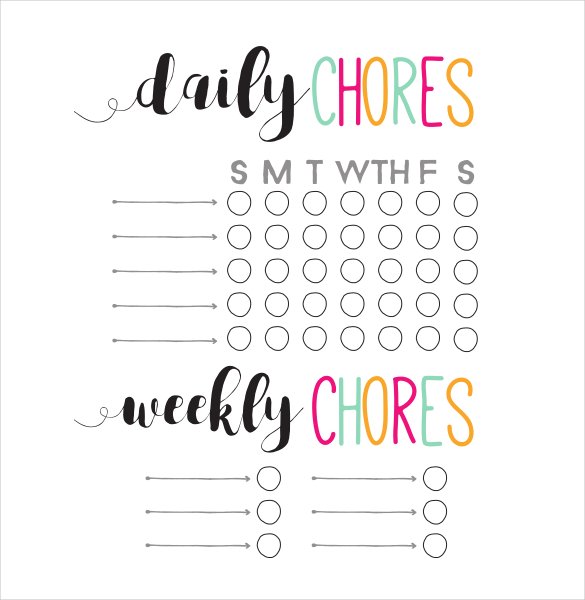 Daily and Weekly Chore Chart Template