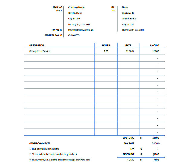 Excel Invoicing Template