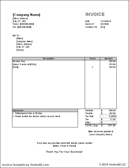 Generic Invoice Template