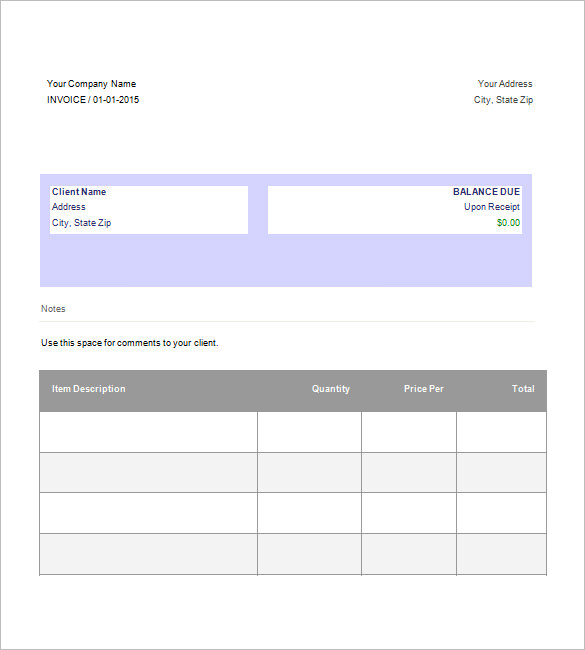 Google Invoice Template Free