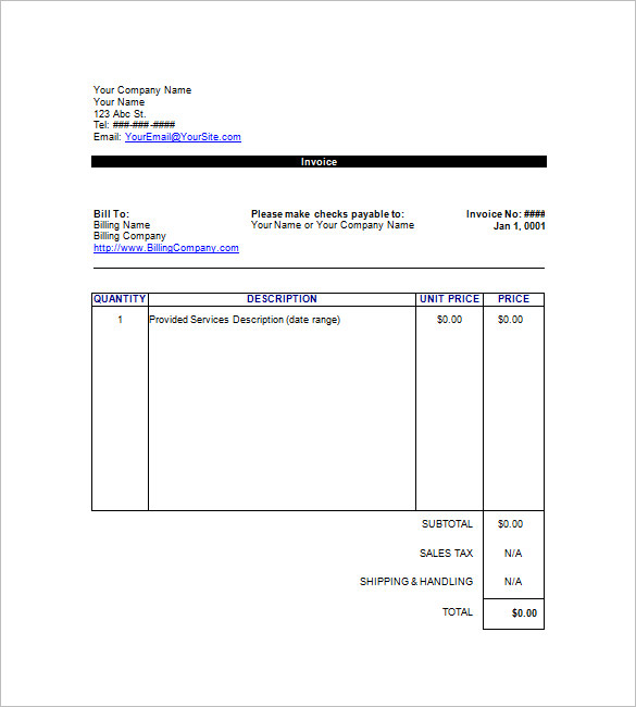 Google Invoice Templates Free