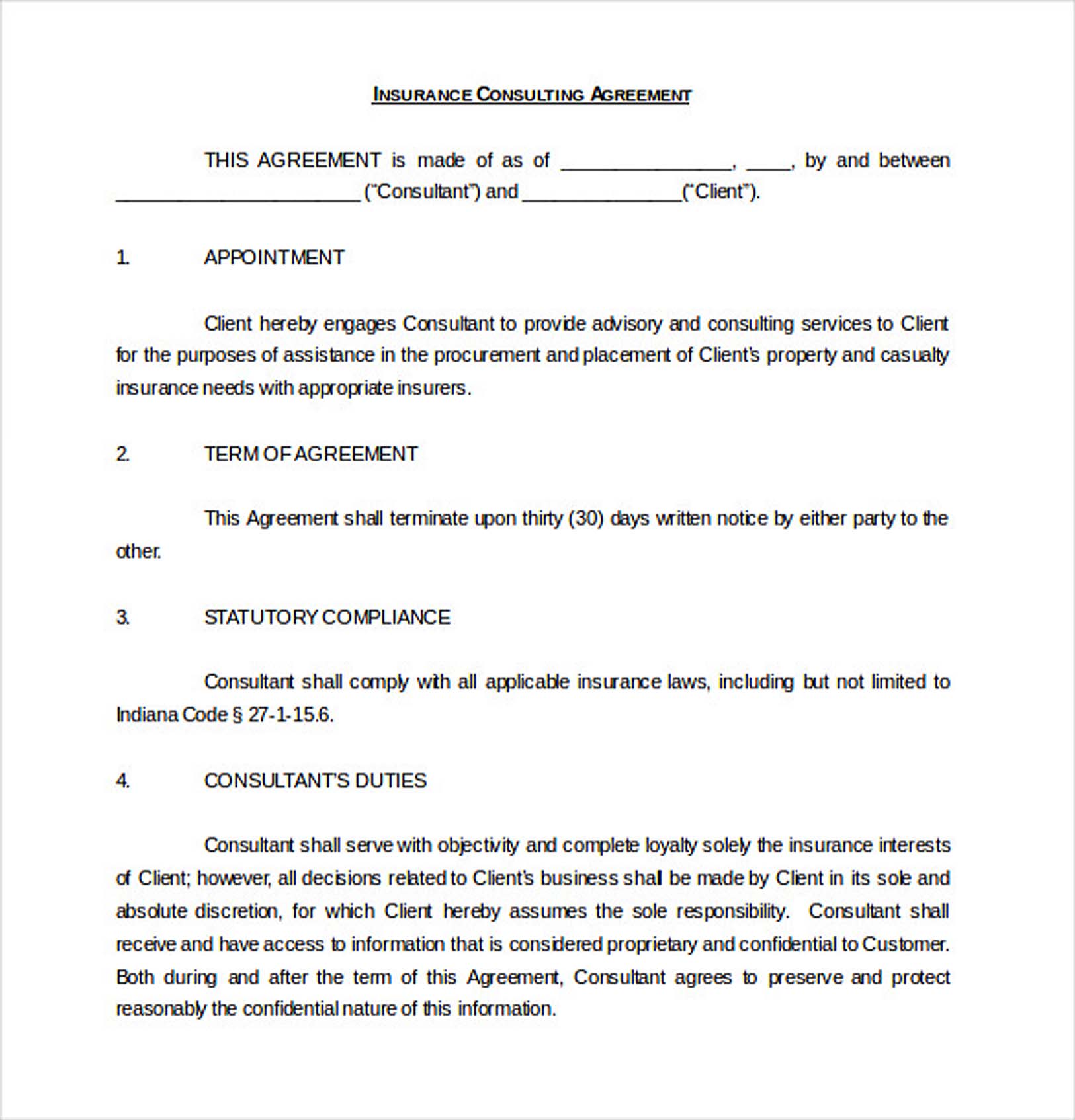 Insurance Consulting Agreement