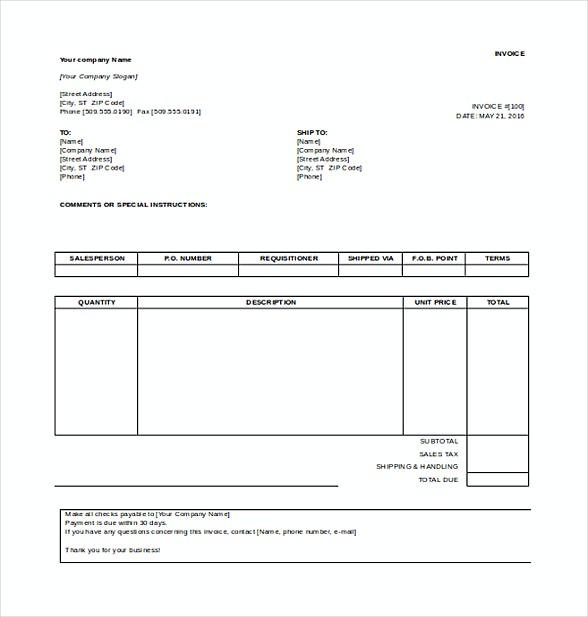 Microsoft Invoice Template