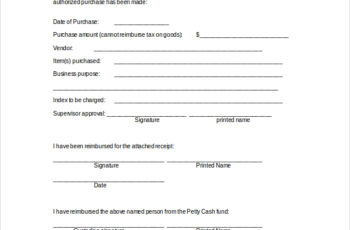 Petty Cash Receipt Form Template