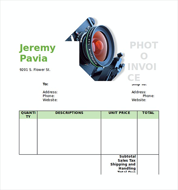 Photography Invoice