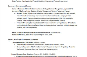 Printable Chronological Resume Example Engineering