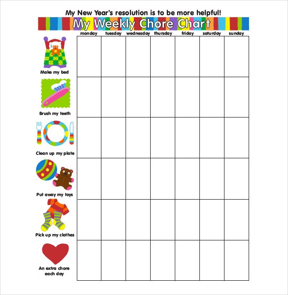 Printable Weekly Chore Chart Template