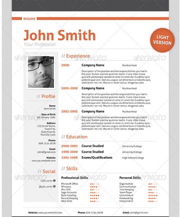 Professional Resume CV Template