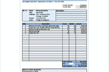 Roofing Contract Receipt Excel Free