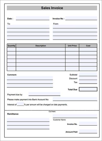 Sample Sales Invoice Template