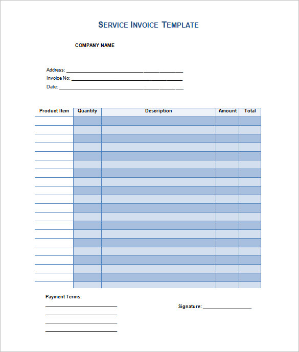 Service Invoice Template Example in Word Doc