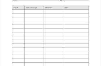 Simple Filmsourcing Camera Shot List