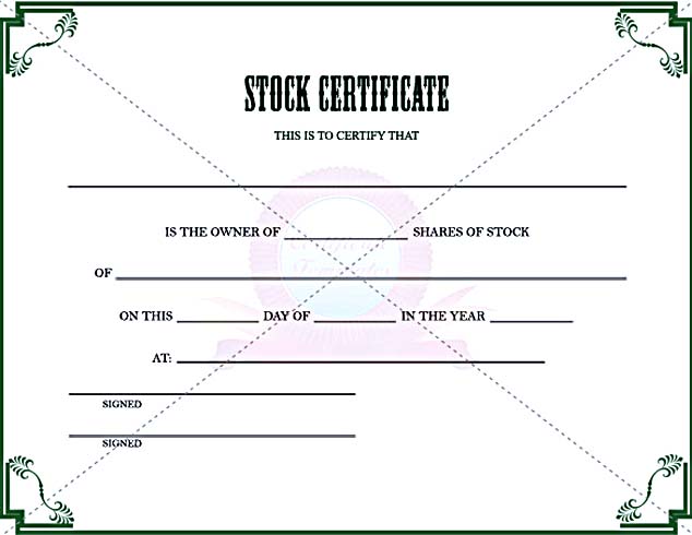 Stock Certificate Template to in PDF Printable