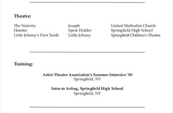 Theatre Actor Resume