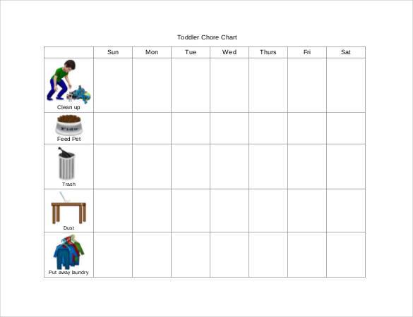 Toddler Chore Chart Template