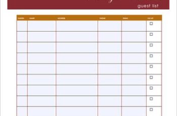 Wedding Guest List Template PDF