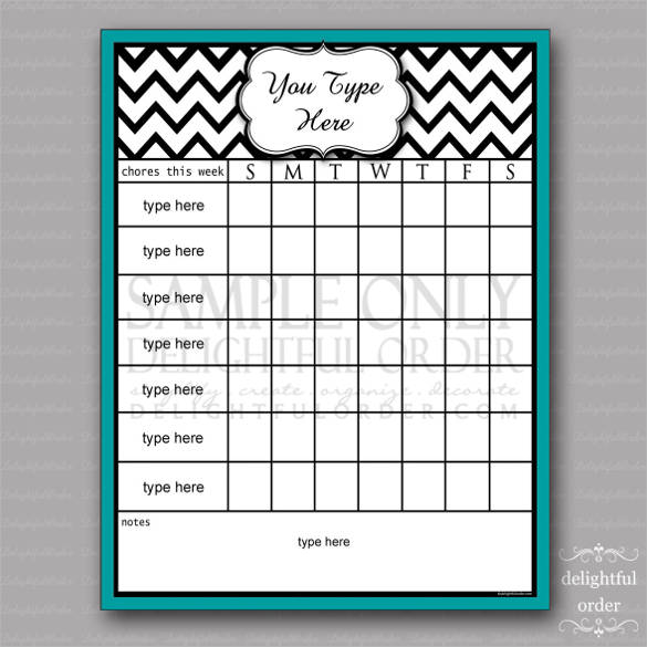 Weekly Editable Chore Chart Maker