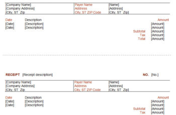 Word Format Payment Receipt