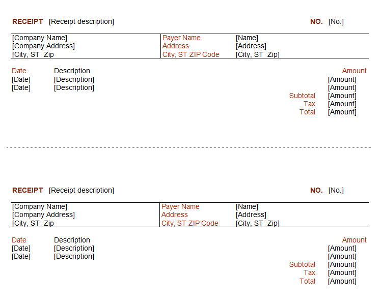 Word Format Payment Receipt