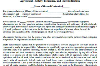 simple subcontractor agreement template
