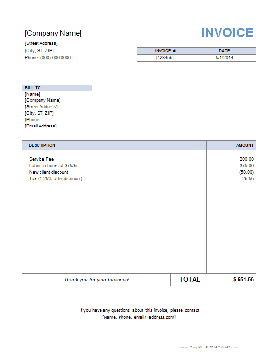 word invoice template