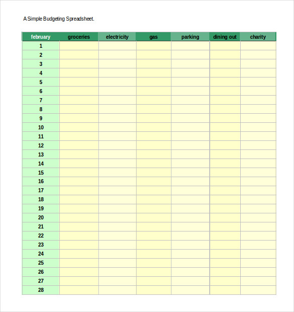 A Simple Budgeting Spreadsheet