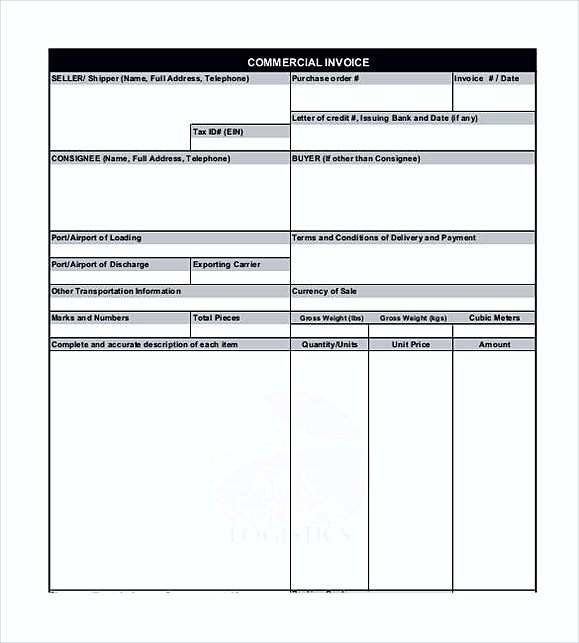 Basic Logistics Commercial Invoice