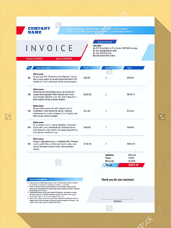 Blank Vector Customizable Invoice Form