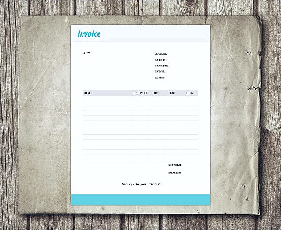 Business Client Blank Payment Invoice Form