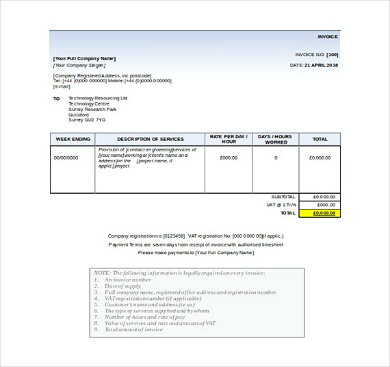 Business Invoice templates Free Word Format