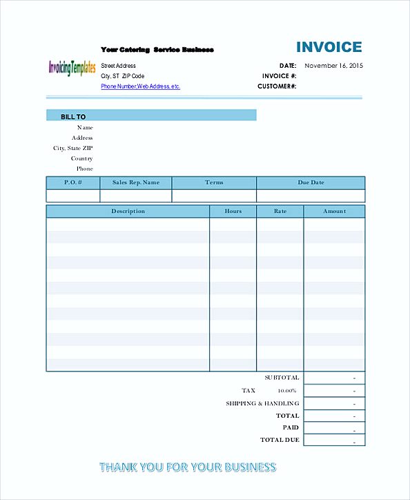 Catering Service Invoice