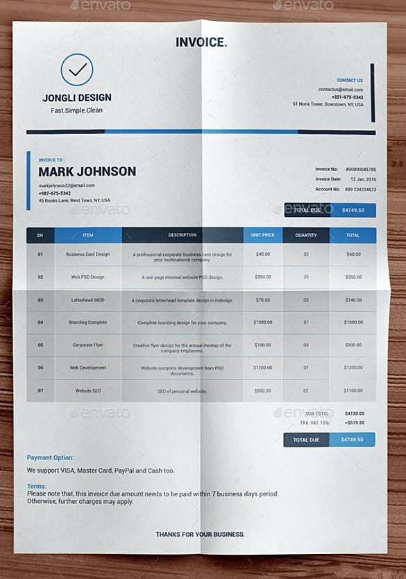 Clean Indesign Invoice templates