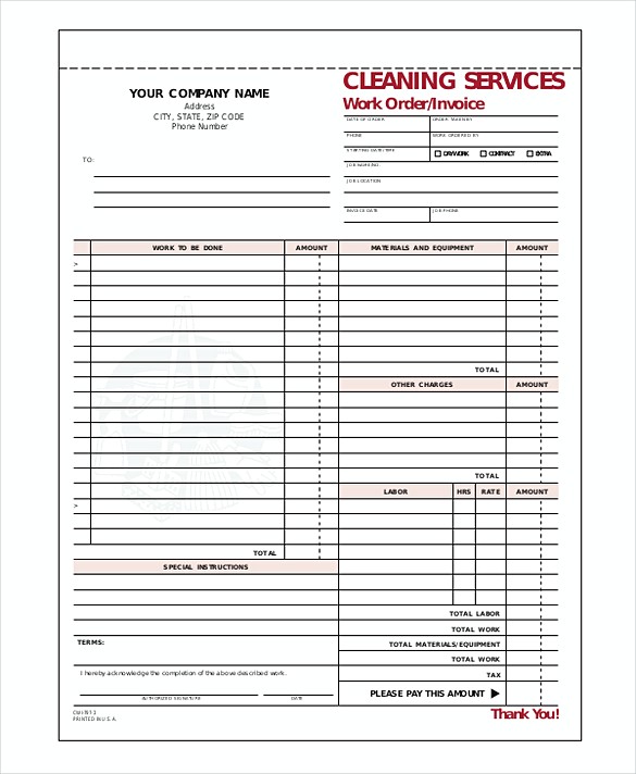 Cleaning Service Company Invoice templates