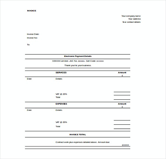 Contractor Invoice templates Free Word