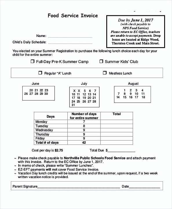 Food Service Invoice