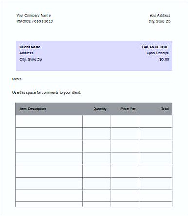 Free Blank Printable Invoice templates