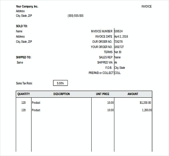 General Invoice templates