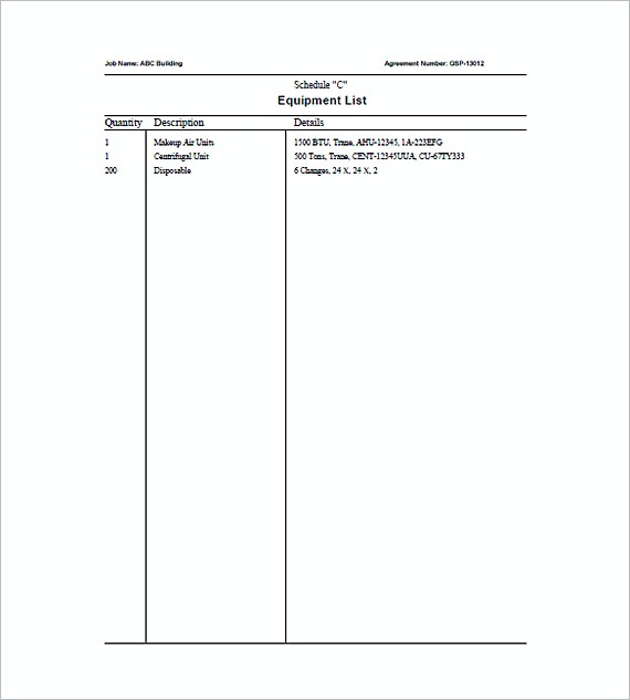 HVAC Agreement Invoice templates
