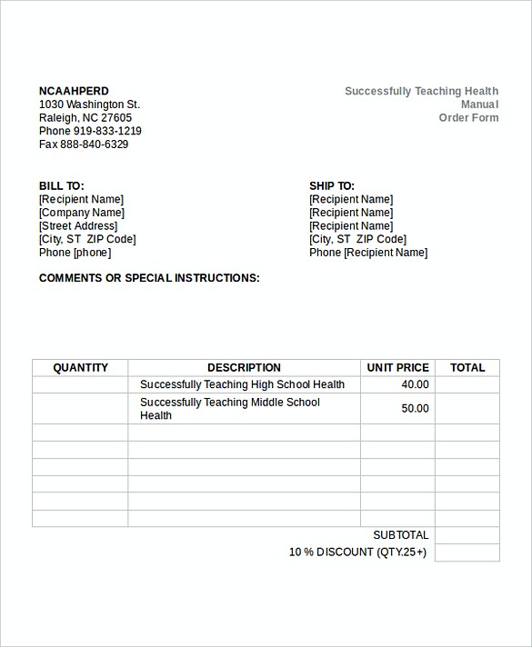 Health Manual Sales Invoice templates