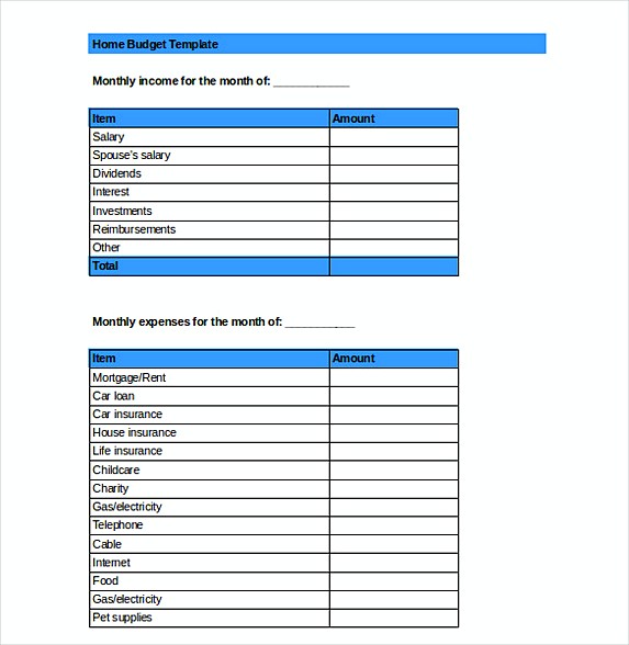 Home Budget Template