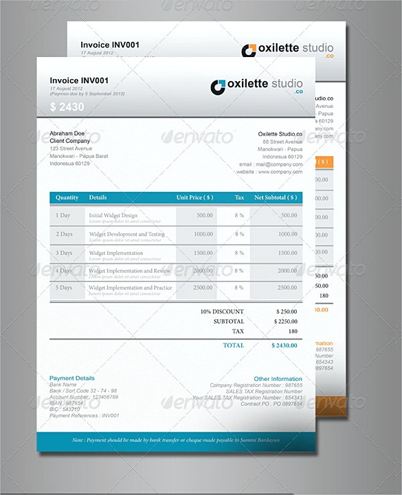 Indesign Company Invoice templates