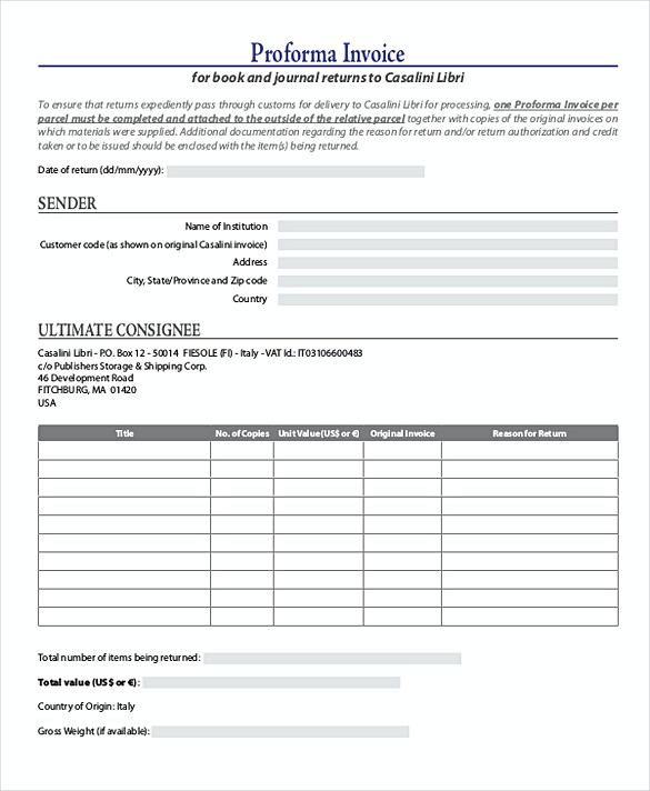 Journal Proforma Invoice templates