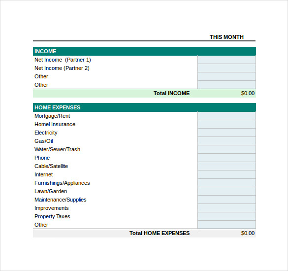 Monthly Buget Template Excel Format