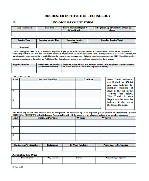 Payment Invoice Example