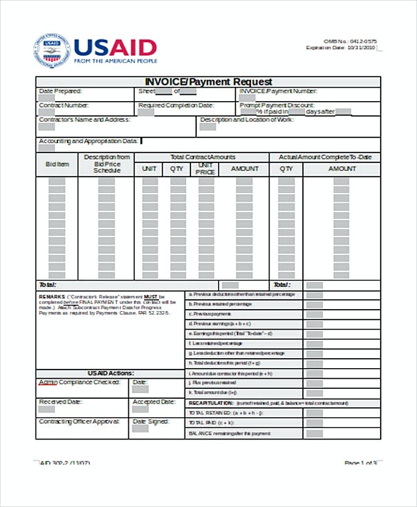 Payment Request Invoice templates