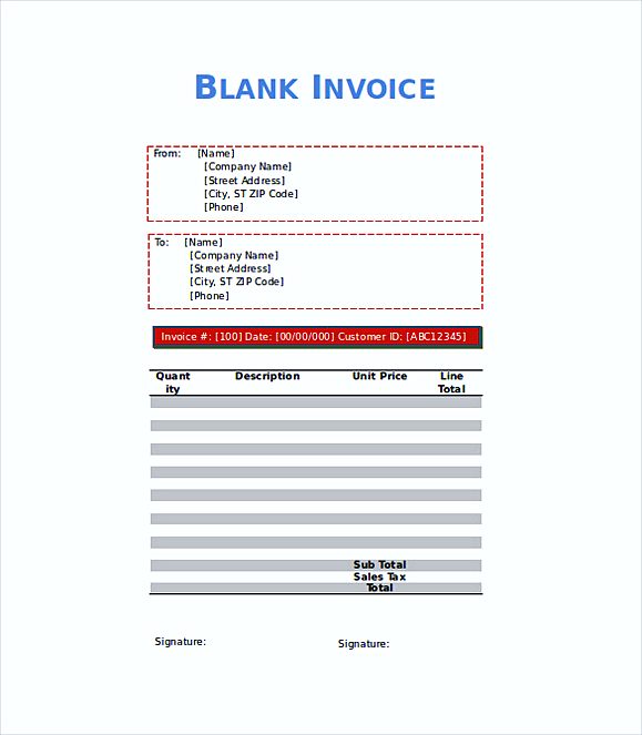 Printable Blank Invoice templates