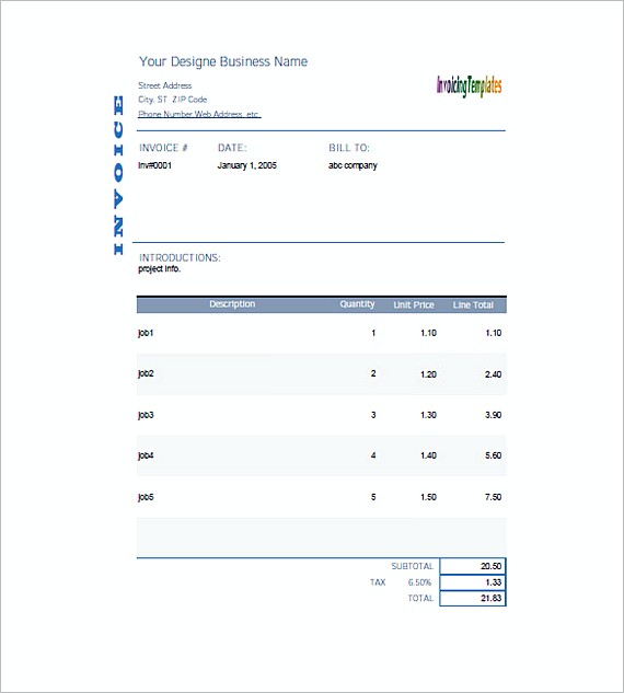 Printable General Invoice templates