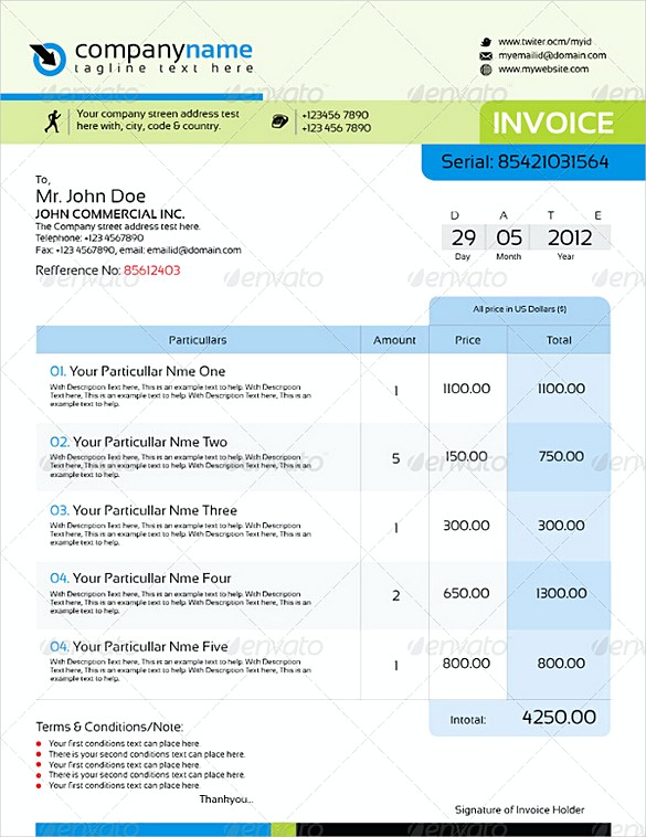 Professional InDesign Invoice templates